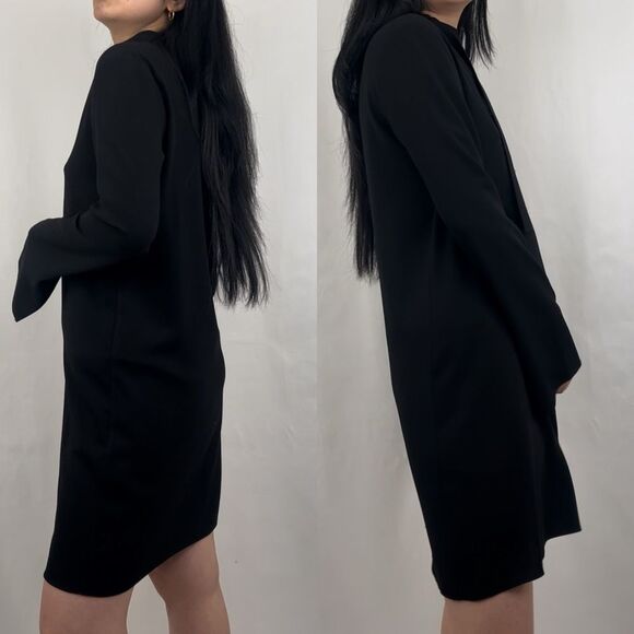 Tibi Black Silk Dress with Bell Sleeves - Picture 2 of 8